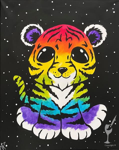 AGES 7+ Teagan the Rainbow Tiger on 12"x12" Canvas