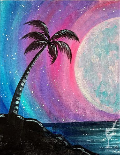 How to Paint FAMILY DAY! Lunar Lit Palm (Ages 6+)