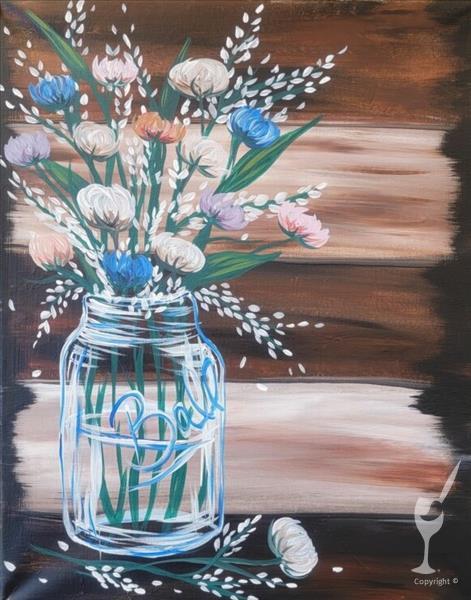 Rustic Flowers in Jar *BRAND NEW ART