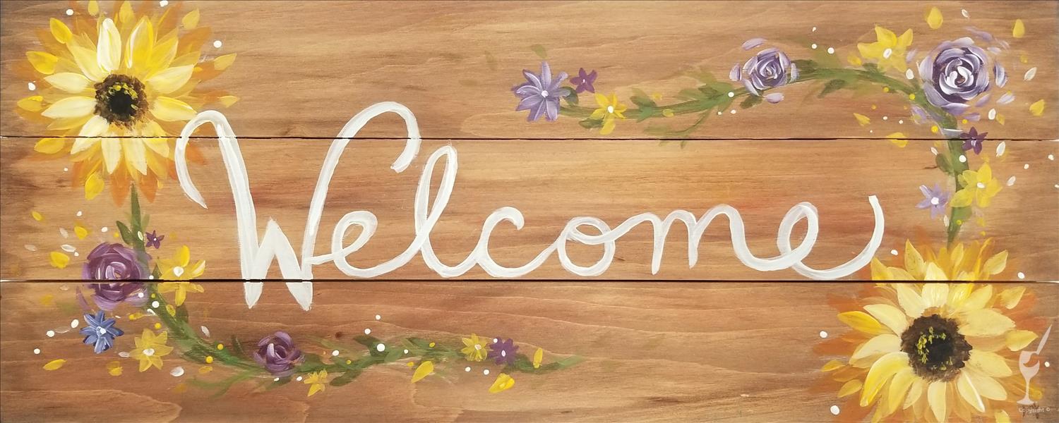 Rustic Floral Welcome REAL WOOD BOARD! (Ages 15+)