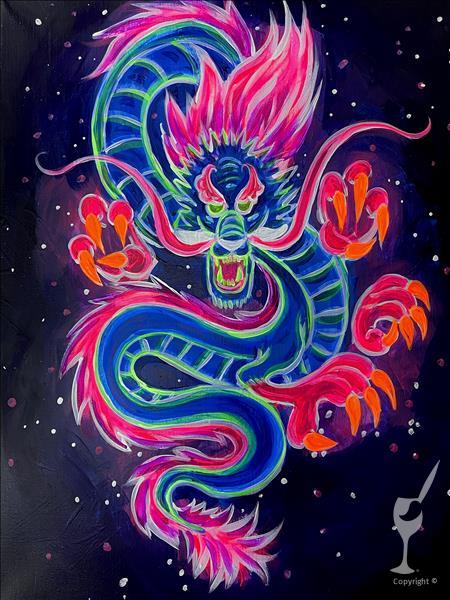 Blacklight Party! A Spirit Dragon *Pre-Sketched*