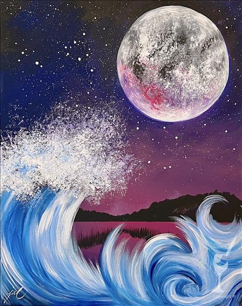 NEW PAINTING! Dynamic Midnight Waves (Ages 15+)