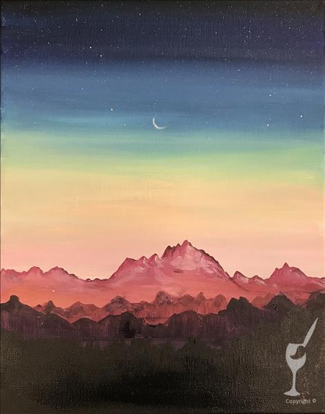 How to Paint Clear Night Sky Over Mountains