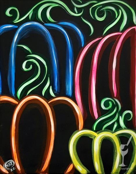 How to Paint Electric Pumpkin Patch- BLACK LIGHT FAMILY DAY!