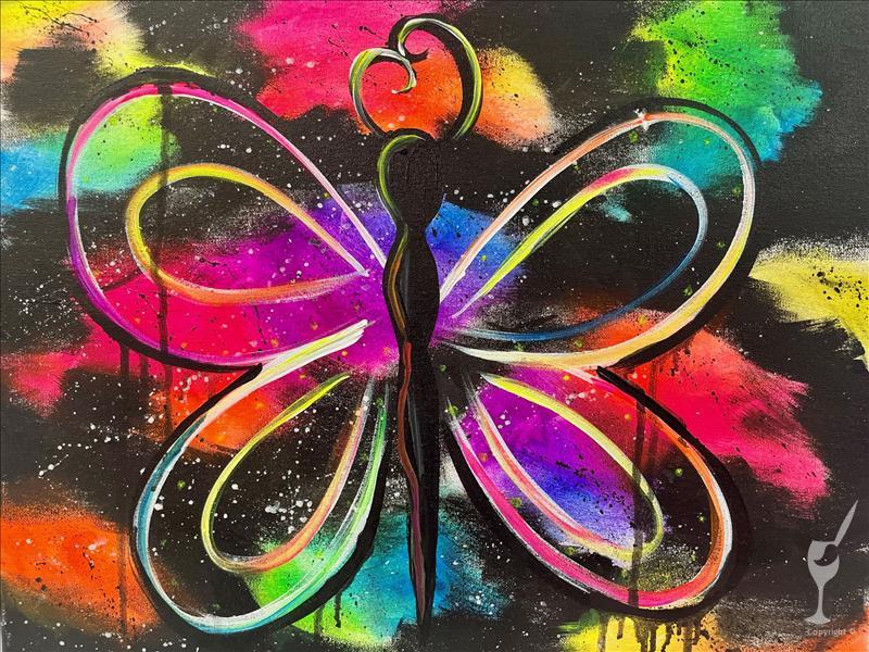 NEW! Drippy Neon Butterfly (11x14 Canvas)