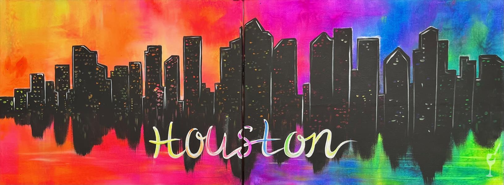 Blacklight ~ Colorful Houston Skyline  ~