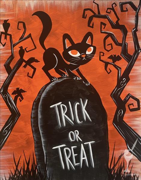 How to Paint Vintage Halloween Cat (Ages 8+) *pre-sketched