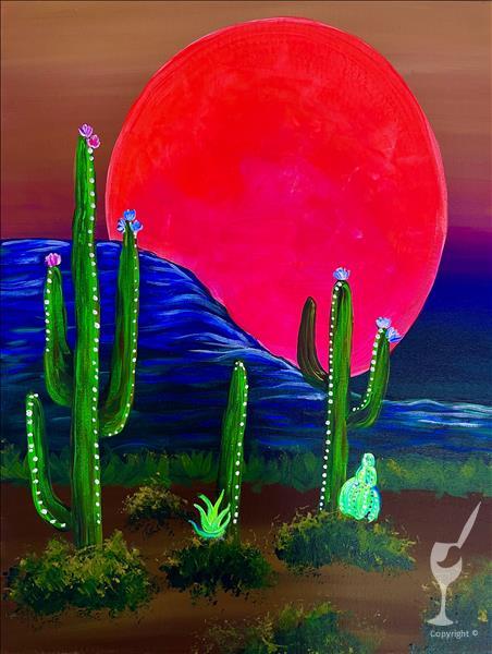 NEW ART-Red Moon at the Desert-ADD A CANDLE