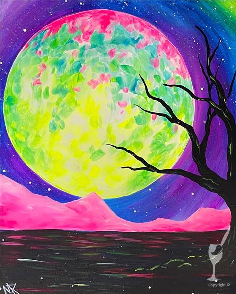 How to Paint GLOWING MOON**Public BLACKLIGHT Event**