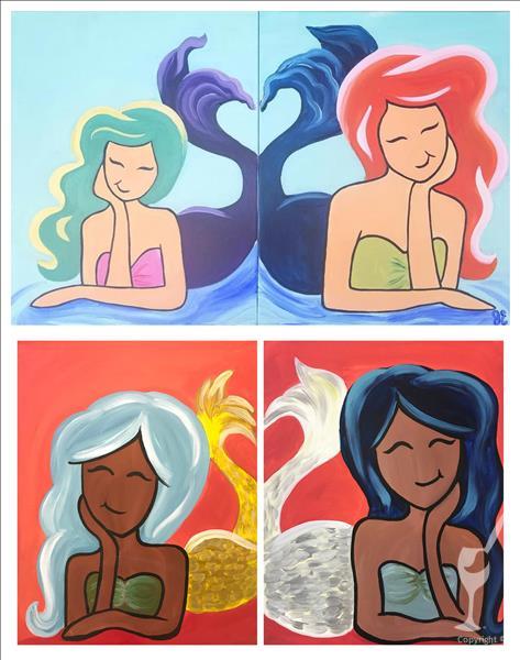 Mommy and Me Mermaids - 2 Canvas Set