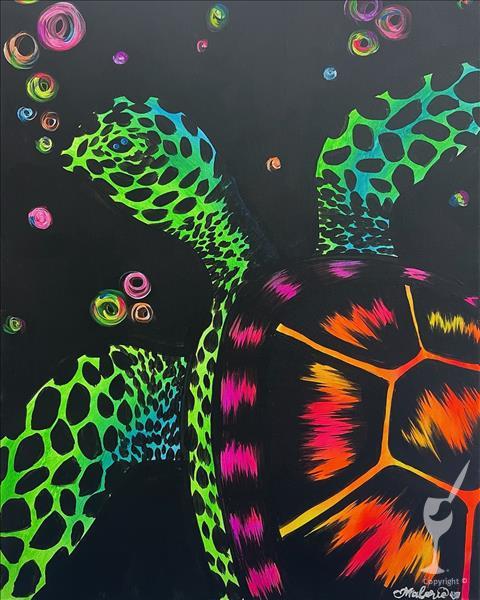 Vibrant Neon Turtle - DOUBLE Paint Points!