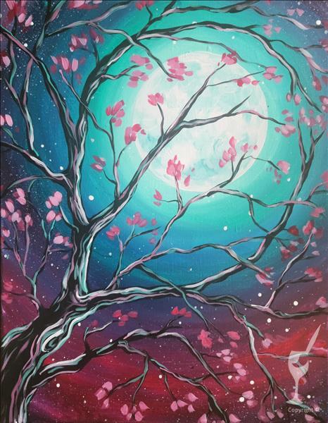 Moon Glow Cherry Blossoms! Paint Party!