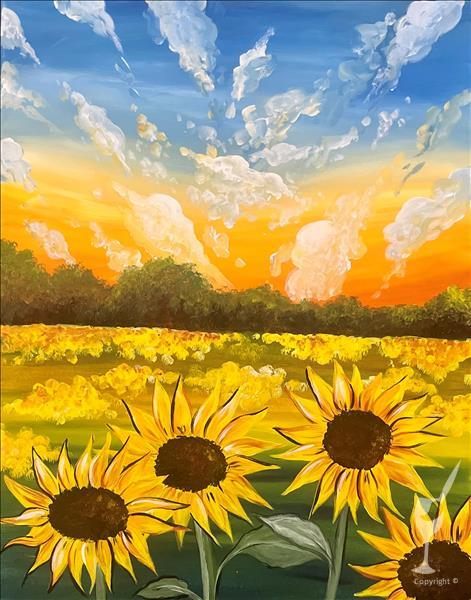 A Day in a Field of Flowers - A Sunflower Sunset