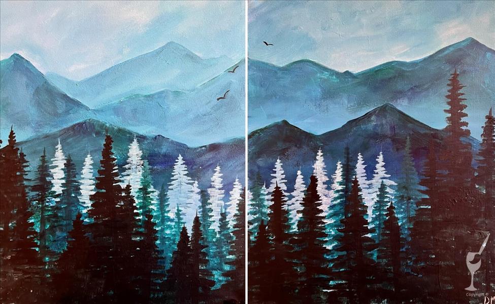 PAINT WITH A FRIEND ~ Teal Mountain Range Set