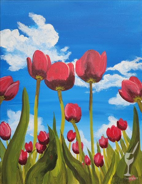 EARLY BIRD-NEW ART-Blooming Spring Tulips