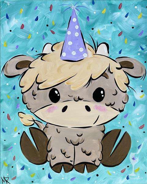 Party Animals - Highland Cow* Ages 7&Up* Pre-Drawn