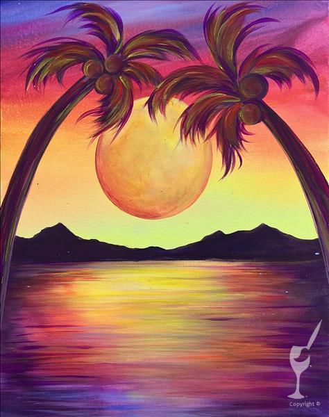 Paint & Candle Bundle - Bright Sunset Palms (21+)