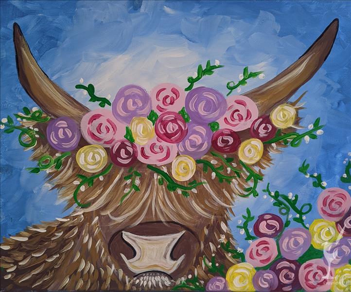 Blooming Highland Cow