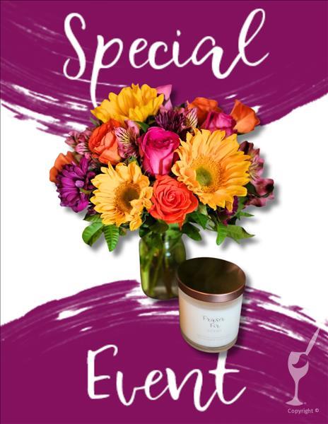 Summer Flower Bouquet Design & Candles