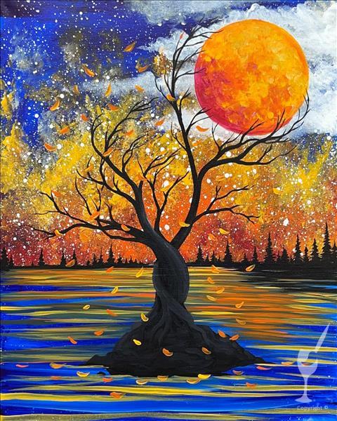 AFTERNOON ART: Moonrise Autumn Tree