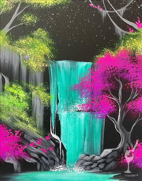 Neon Waterfall In AWESOME Black Lights!