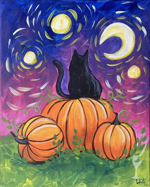 Feline Fall with Pumpkins