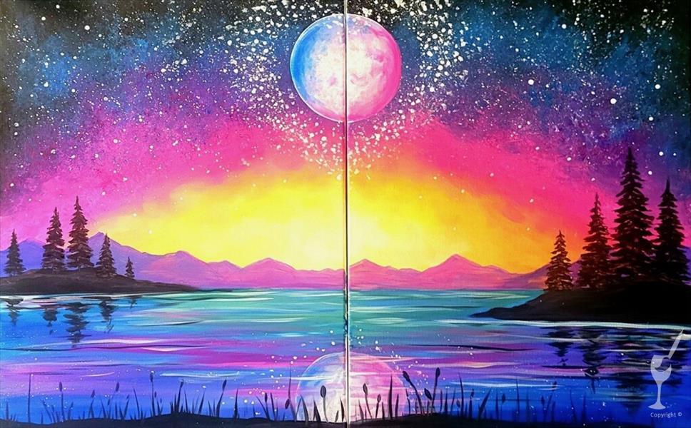 *Couples or Paint One* Lovers Moonlit Lake