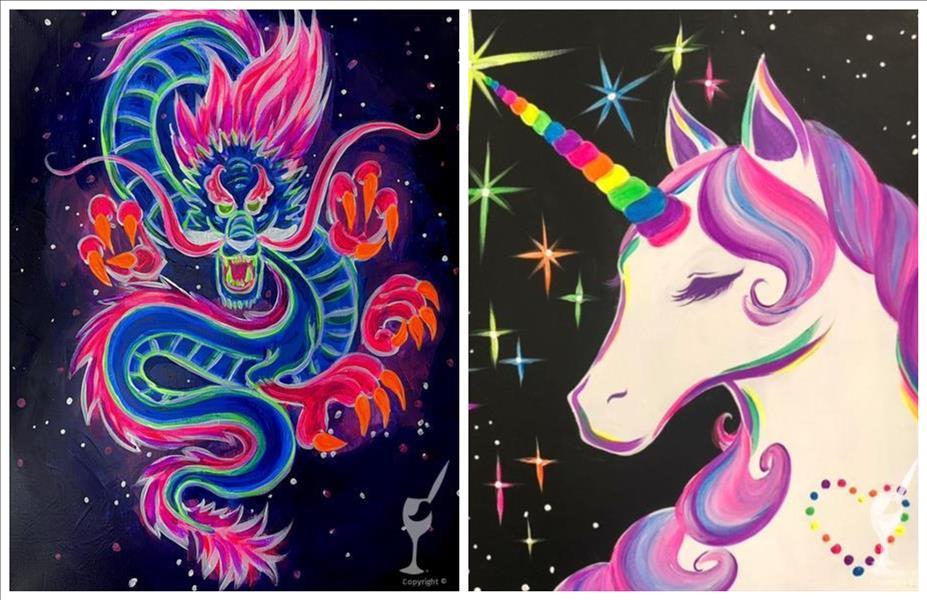 Glowing Dragon & Unicorn - Set