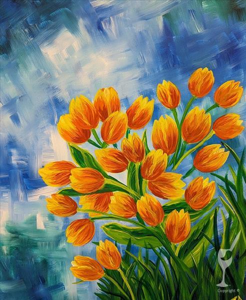NEW ART-Contrasting Tulips-Add a Candle for $15!