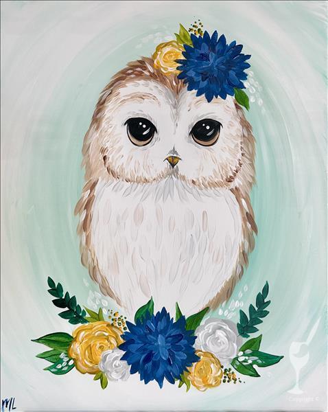 Paint & Candle Bundle - 	Floral Owl (21+)