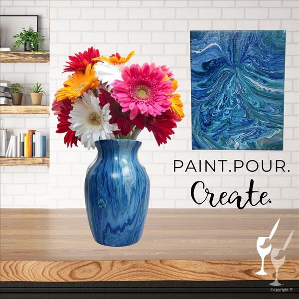 How to Paint Vase + Canvas Paint Pour Workshop | Giftable!