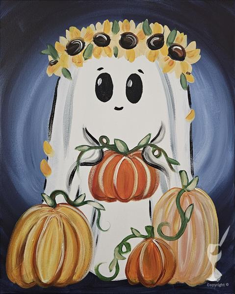 Cute Boo with Pumpkins