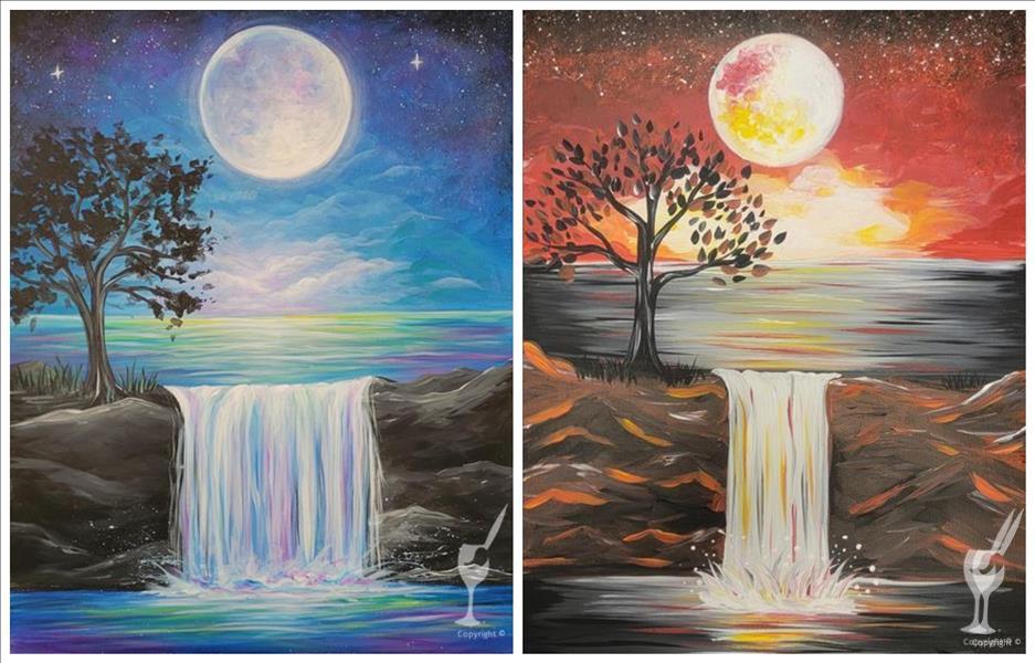 How to Paint Moon lit Falls *Select Your Own Colors