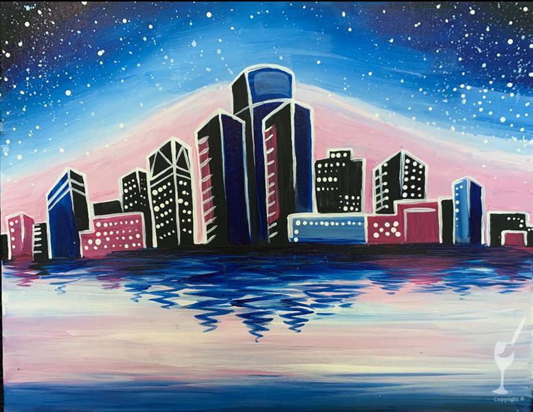 SIP BACK SAT. ~ Detroit Skyline! New Art! (18+)