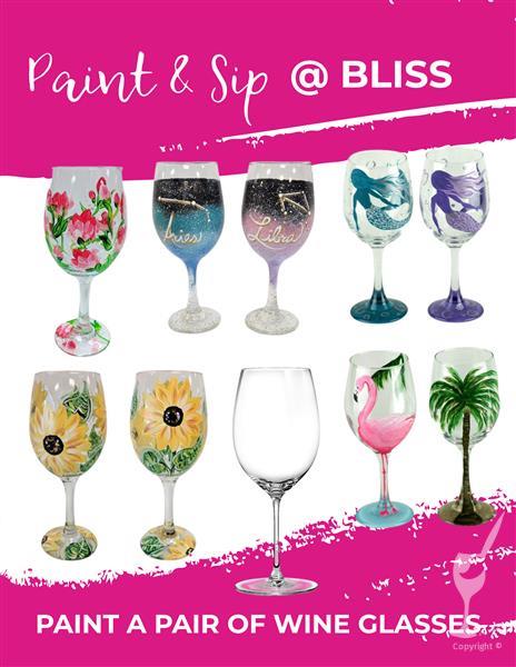 Paint a Pair of Wine Glasses & Sip @ Bliss Hookah