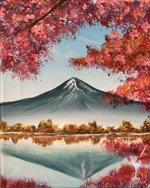 Coffee and Canvas Mt. Fuji Cherry Blossom