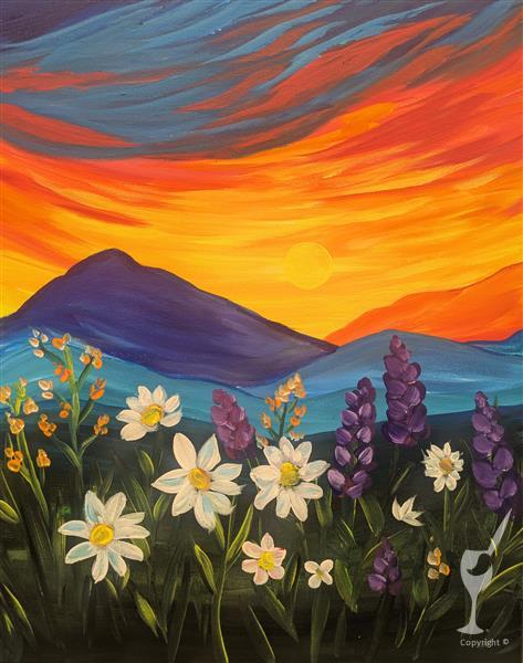 絵画 Mountain at sunset Sunset Mountain #MT2I-03, 12x16, 100% Hand Painted Oil