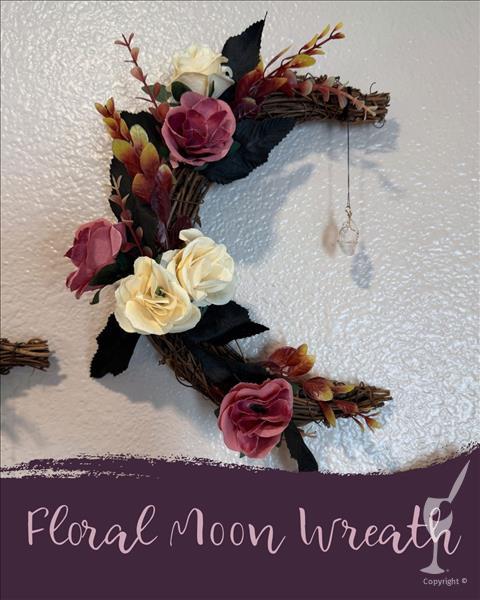 How to Paint Floral Moon Wreaths With Hanging Crystals