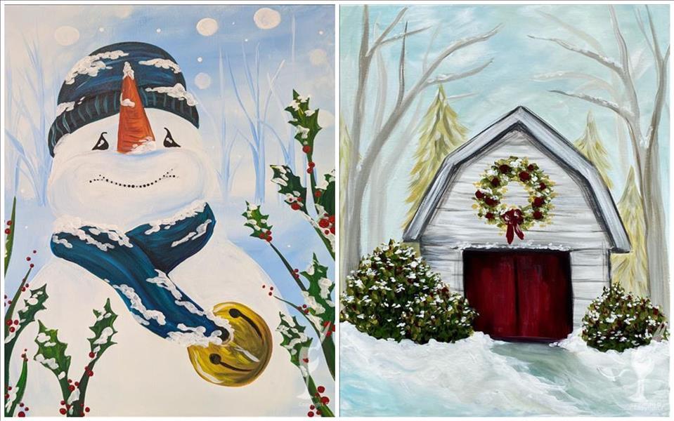 Holiday Barn & Snowman - Set (15+)