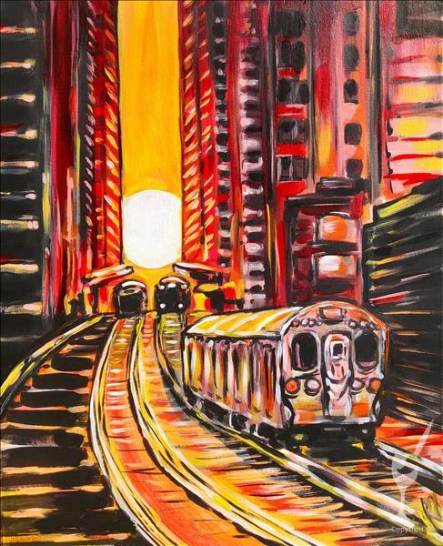 Chicago Train Sunset (15+)