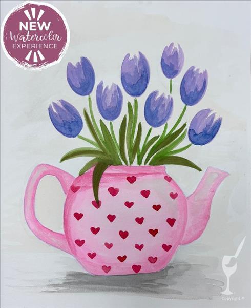 NEW Watercolor Painting Teapot Love