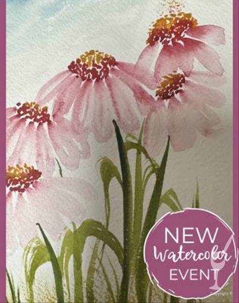 Watercolor Event! Pink Coneflowers