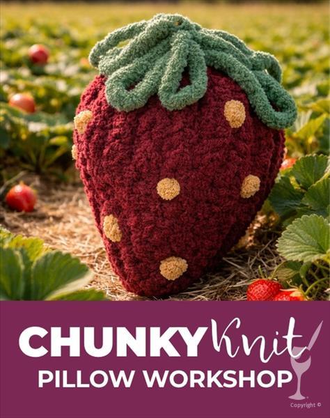Chunky Knit Strawberry Pillow  (Intermediate)