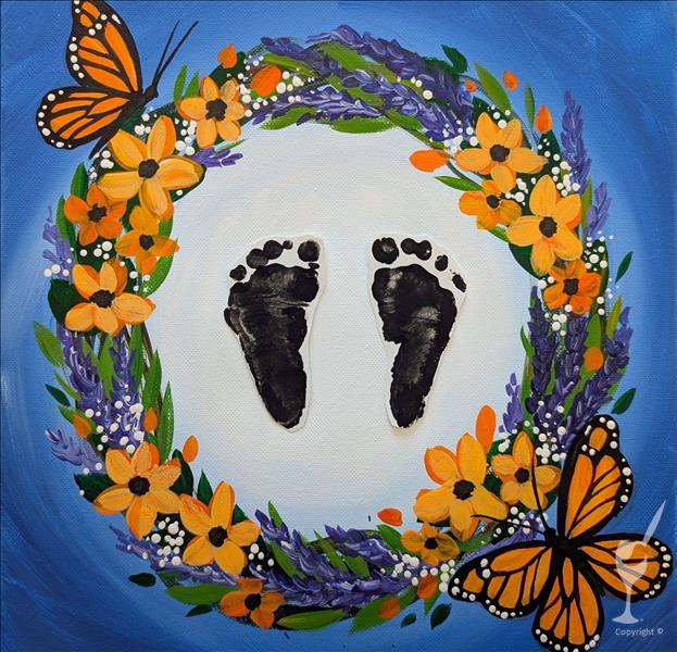 Baby Footprint Wreath - Monarchs (15+)