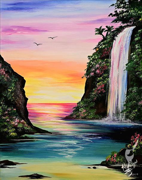 Take Me Away Tuesday - Bright Sunset Waterfall