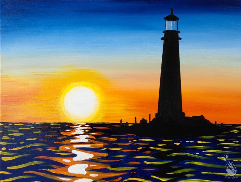How to Paint Sunset and Lighthouse