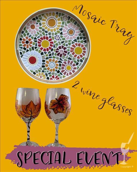*Special Event* 2 Wine Glasses & Mosaic Tray