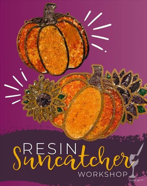 12 INCH PUMPKIN CRUSHED GLASS RESIN SUN CATCHER