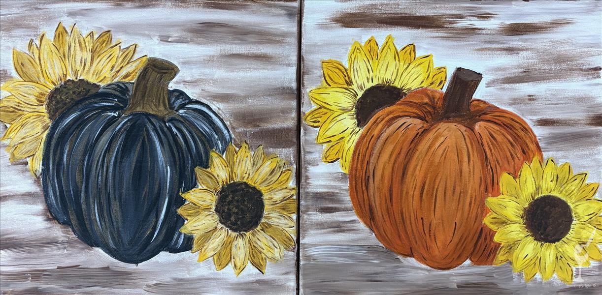 Rustic Pumpkin and Sunflowers - Pick your color!