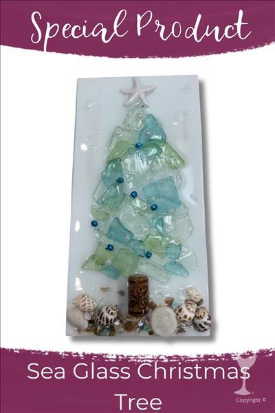 Sea Glass Christmas Tree Class on Wood